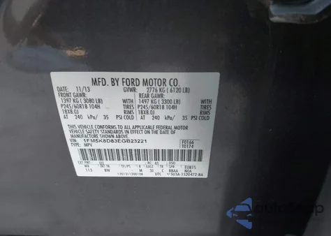 2014 Ford Explorer Xlt from USA, damaged, VIN 1FM5K8D83EGB23221